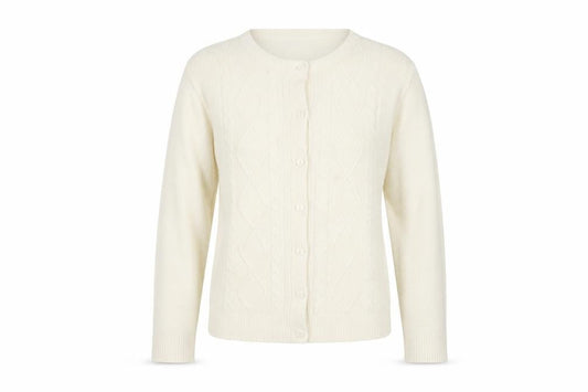 Front view of Honor Millburn Women's Ivory Cardigan 14 M Button Knit