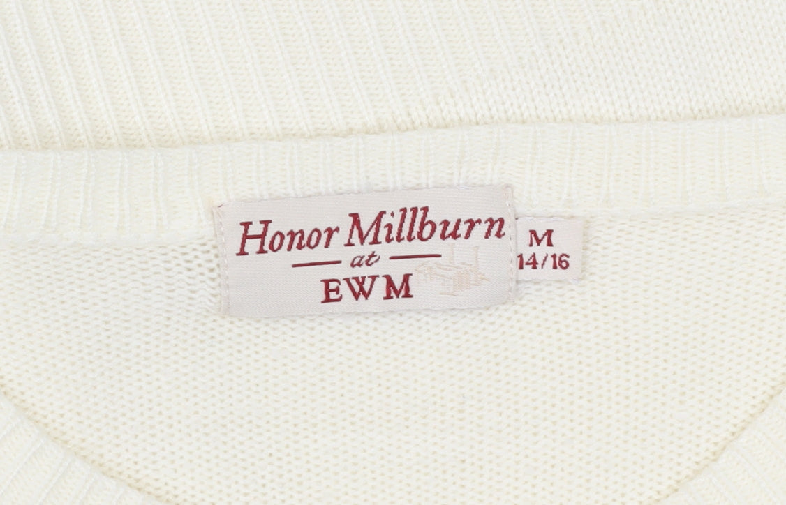 Honor Millburn Women's Ivory Cardigan 14 M Button Knit