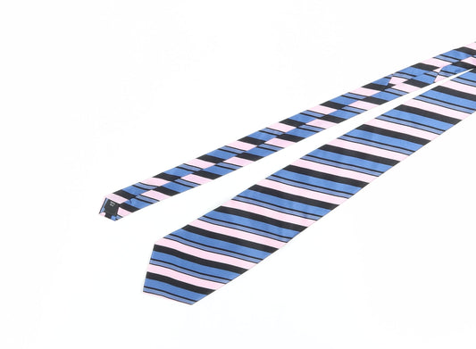 Jeff Banks Men's Blue Pink Black Silk Designer Tie