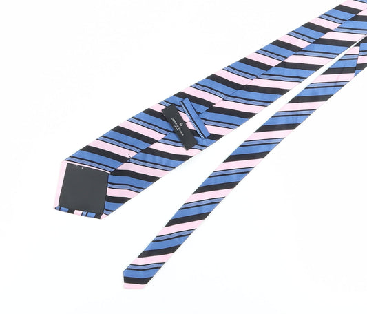 Jeff Banks Men's Blue Pink Black Silk Designer Tie