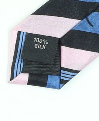 Jeff Banks Men's Blue Pink Black Silk Designer Tie