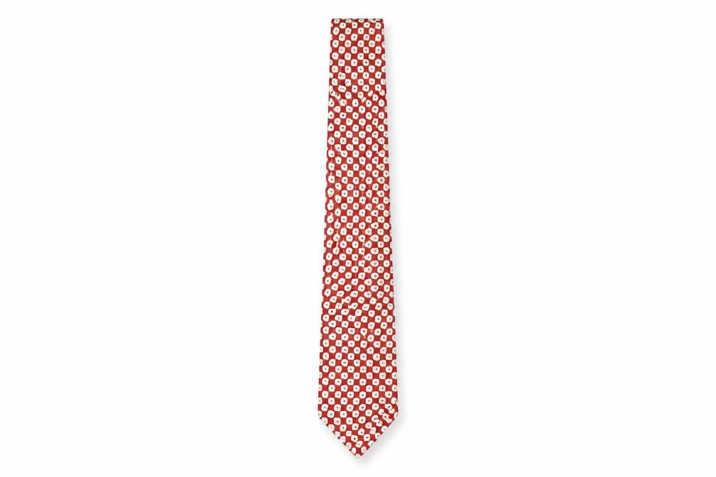 Mens Austin Reed Red Geometric 100% Silk Designer Tie