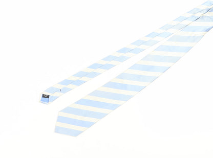 Mens Dehavilland Blue Striped 100% Silk  Tie