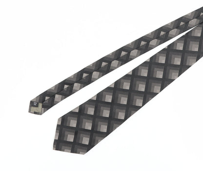 Thomas Nash Men's Black Geometric Silk Tie