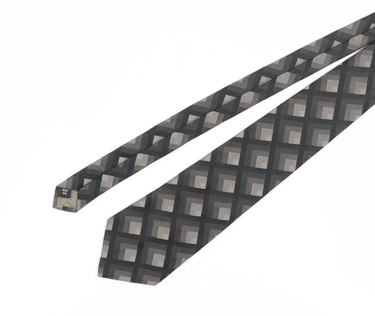 Thomas Nash Men's Black Geometric Silk Tie