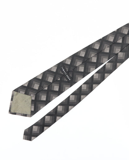 Thomas Nash Men's Black Geometric Silk Tie