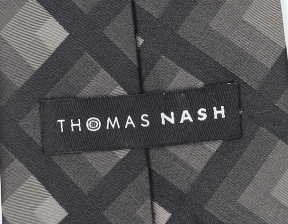Thomas Nash Men's Black Geometric Silk Tie