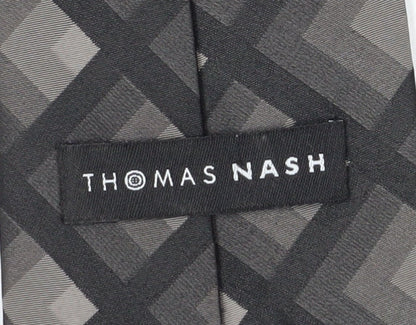 Thomas Nash Men's Black Geometric Silk Tie