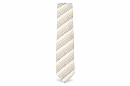 Mens Pierre Cardin Beige Geometric 100% Silk Pointed Tie