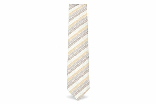 Mens Pierre Cardin Beige Geometric 100% Silk Pointed Tie