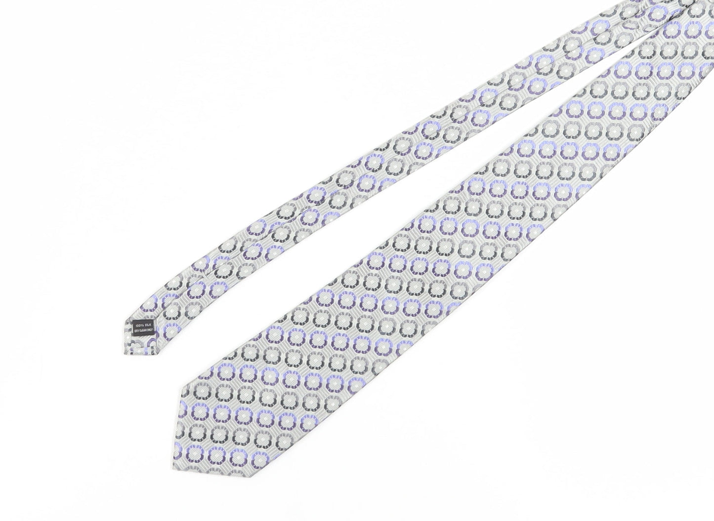 Van Heusen Men's Grey Silk Geometric Slim Tie