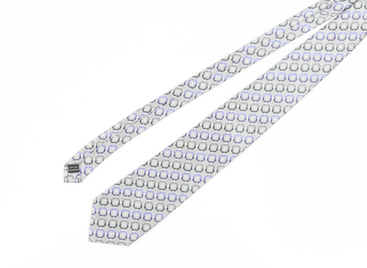 Van Heusen Men's Grey Silk Geometric Slim Tie