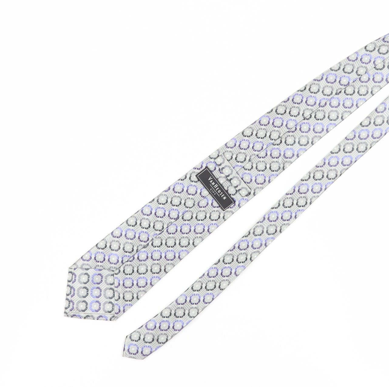 Van Heusen Men's Grey Silk Geometric Slim Tie