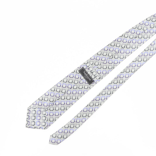 Van Heusen Men's Grey Silk Geometric Slim Tie