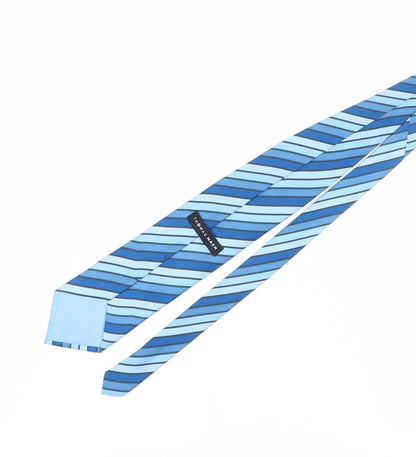 Thomas Nash Blue Striped Silk Men's Tie - Elegant Formal Accessory