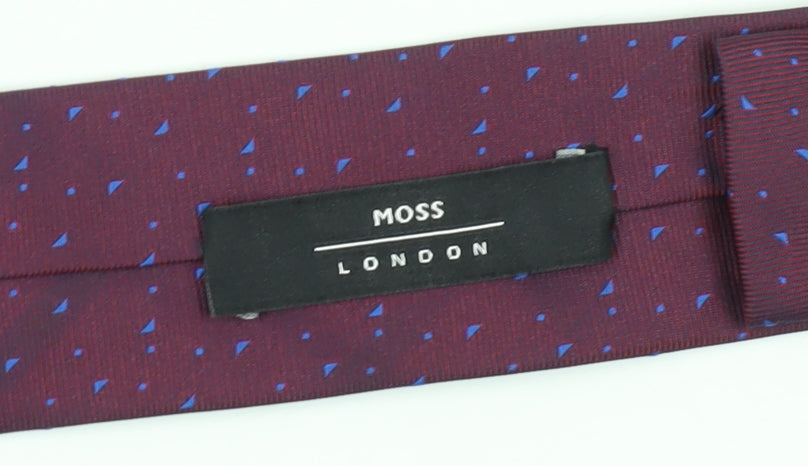 Moss London Slim Tie for Men - Red Geometric Pattern