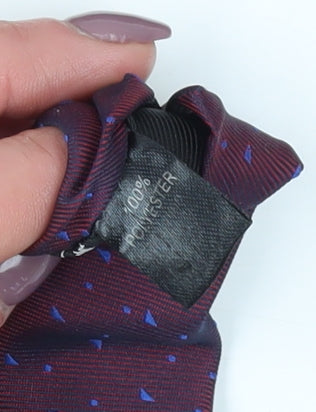 Moss London Slim Tie for Men - Red Geometric Pattern