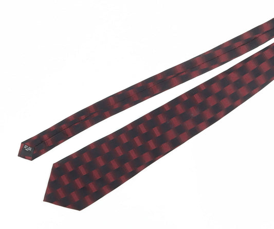 Pierre Cardin Men's Red Check Silk Tie