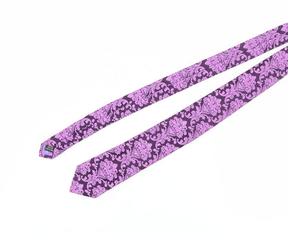Jeff Banks Men's Purple Floral Slim Silk Tie