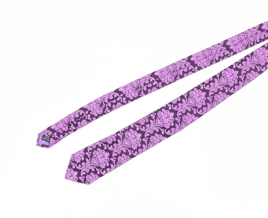 Jeff Banks Men's Purple Floral Slim Silk Tie