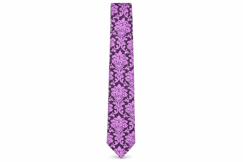 Mens Jeff Banks Purple Floral 100% Silk Slim Tie