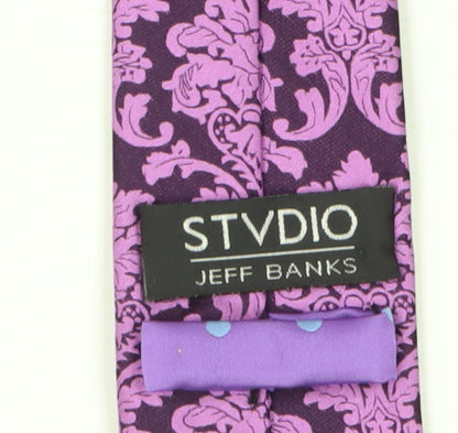 Jeff Banks Men's Purple Floral Slim Silk Tie