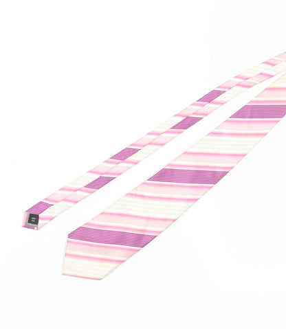 Thomas Nash Men's Pink Striped Silk Tie