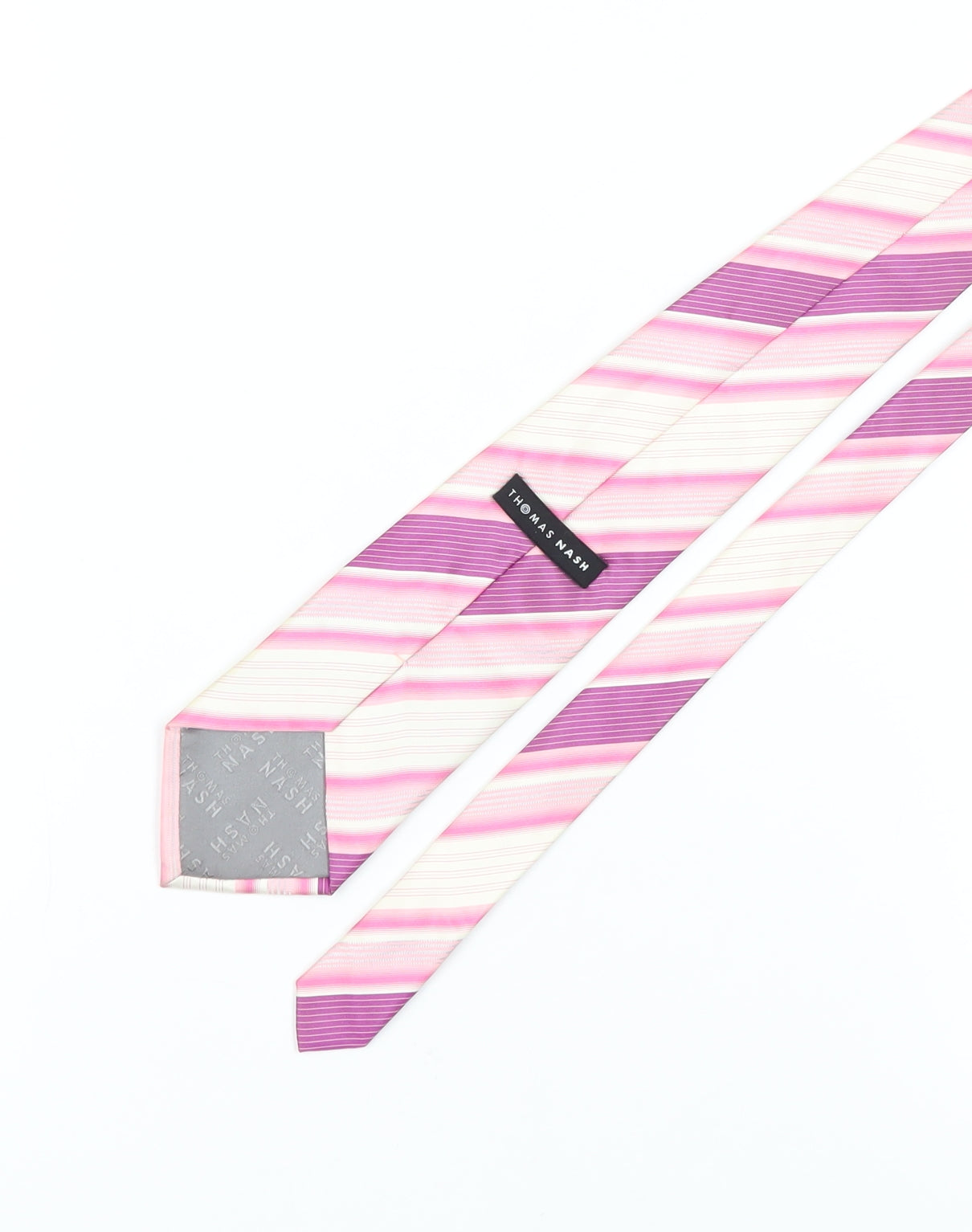 Thomas Nash Men's Pink Striped Silk Tie