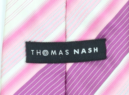 Thomas Nash Men's Pink Striped Silk Tie