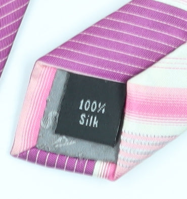 Thomas Nash Men's Pink Striped Silk Tie