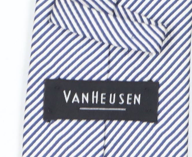 Van Heusen Men's Blue Striped Silk Tie - Elegant Formal Accessory