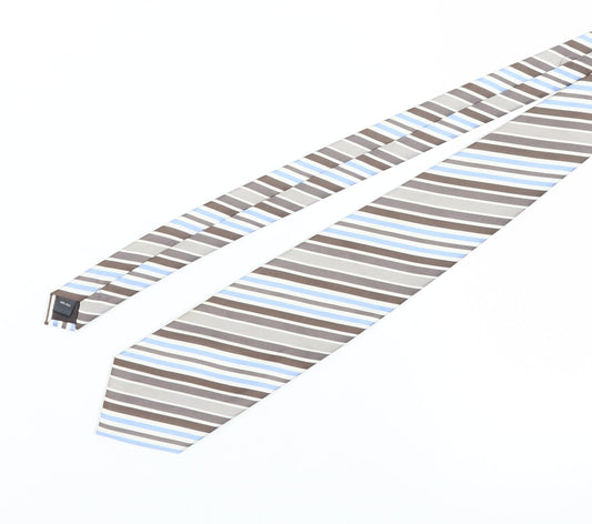 Austin Reed Men's Brown Blue Striped Silk Tie