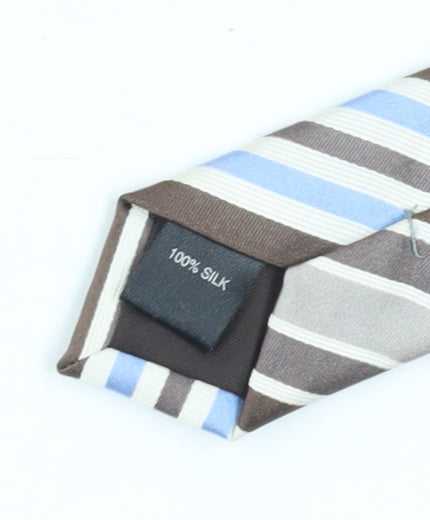Austin Reed Men's Brown Blue Striped Silk Tie