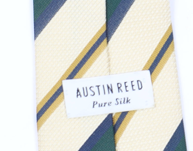 Austin Reed Men's Striped Silk Tie in Green & Beige