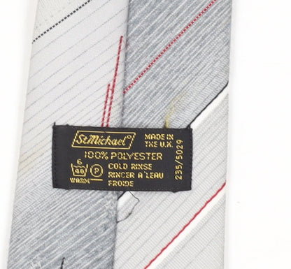 Marks and Spencer Men's Grey Striped Slim Tie