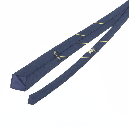 Men's Blue Silk Polyester Embroidered Logo Tie