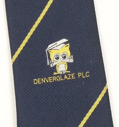 Mens Vintage Blue Striped Silk Polyester  Tie