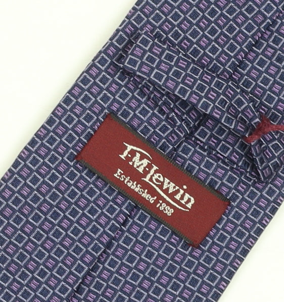 Mens T.M.Lewin Purple Geometric 100% Silk  Tie