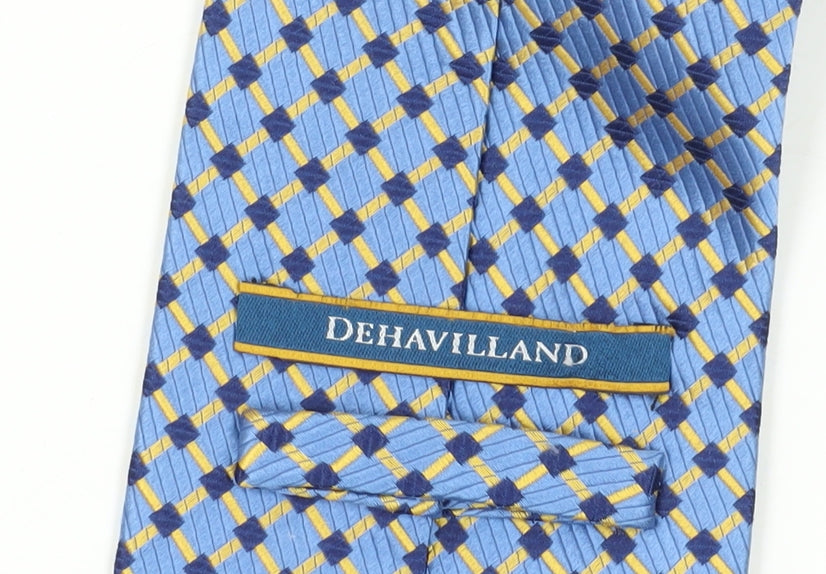 Mens DeHavilland Blue Plaids & Checks 100% Silk  Tie