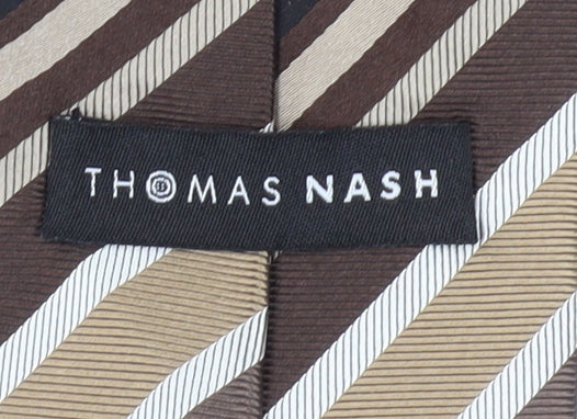 Thomas Nash Men's Brown Striped Silk Tie - Excellent Condition
