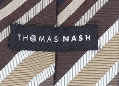 Thomas Nash Men's Brown Striped Silk Tie - Excellent Condition