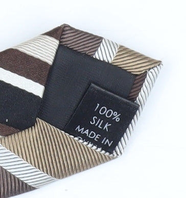 Thomas Nash Men's Brown Striped Silk Tie - Excellent Condition
