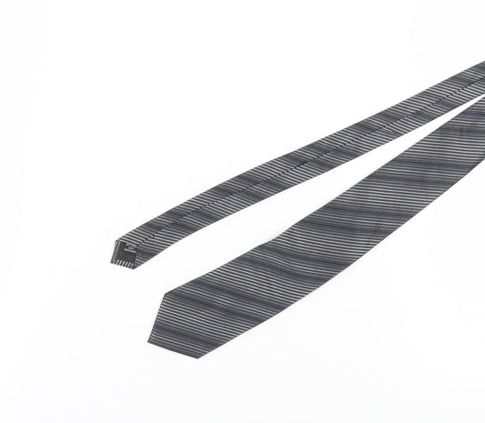 Jeff Banks Men's Grey Striped Silk Tie