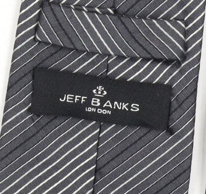 Jeff Banks Men's Grey Striped Silk Tie