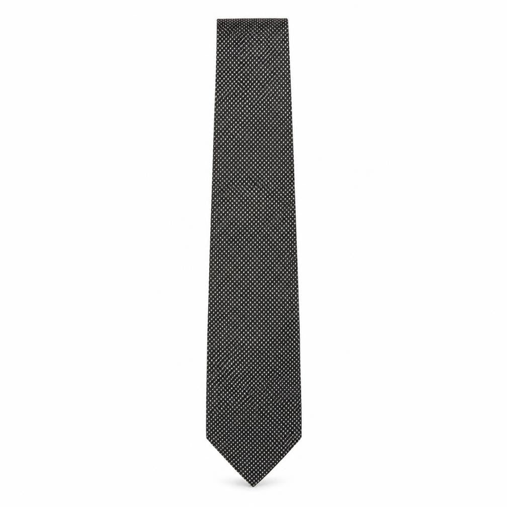 Mens Pierre Cardin Black Geometric 100% Silk Pointed Tie