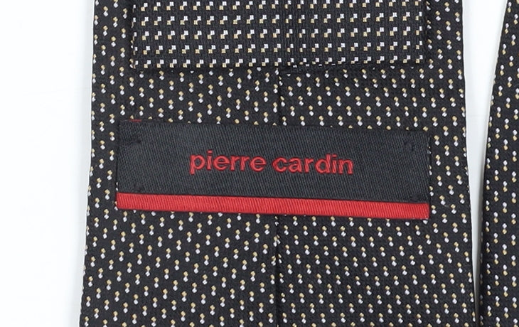 Pierre Cardin Men's Black Silk Geometric Tie One Size