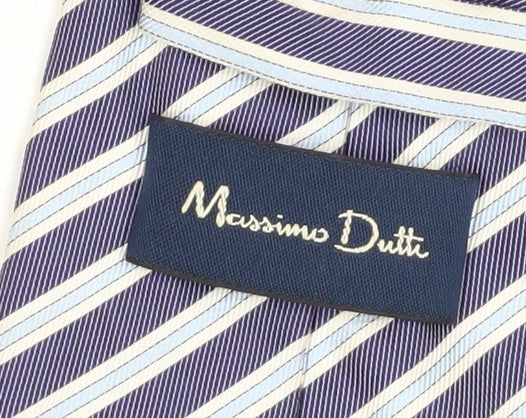Massimo Dutti Men's Slim Blue Striped Tie One Size