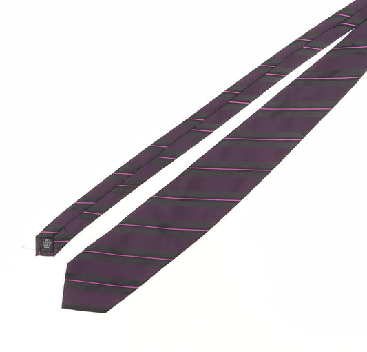 Thomas Nash Men's Purple Striped Polyester Tie