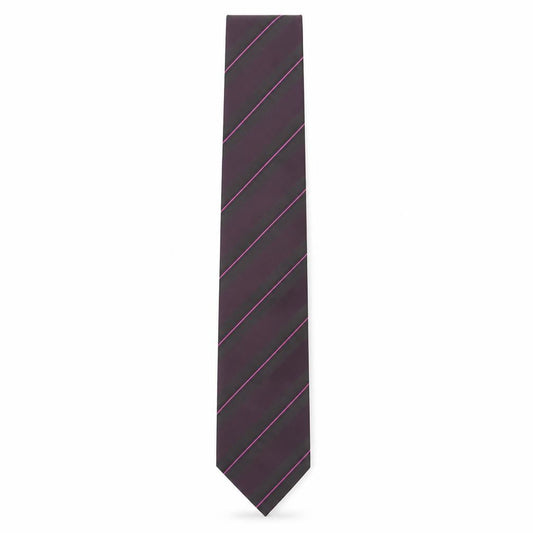Front view of Thomas Nash Men's Purple Striped Polyester Tie