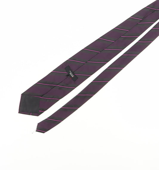 Thomas Nash Men's Purple Striped Polyester Tie